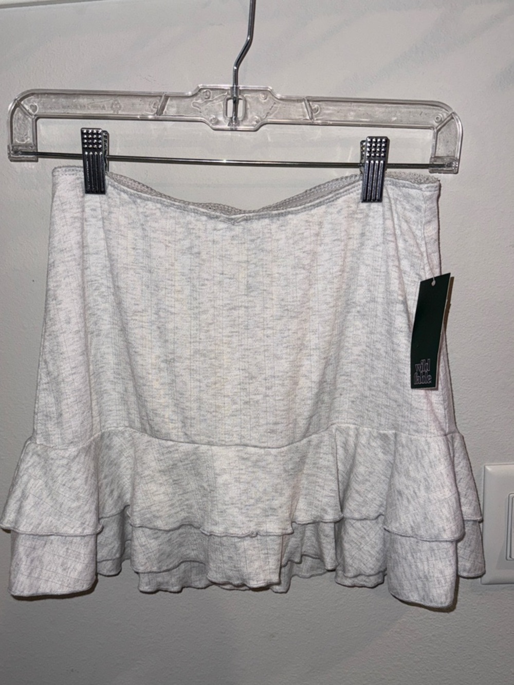 Wild Fable Light Gray Heathered Ruffle Hem Skirt